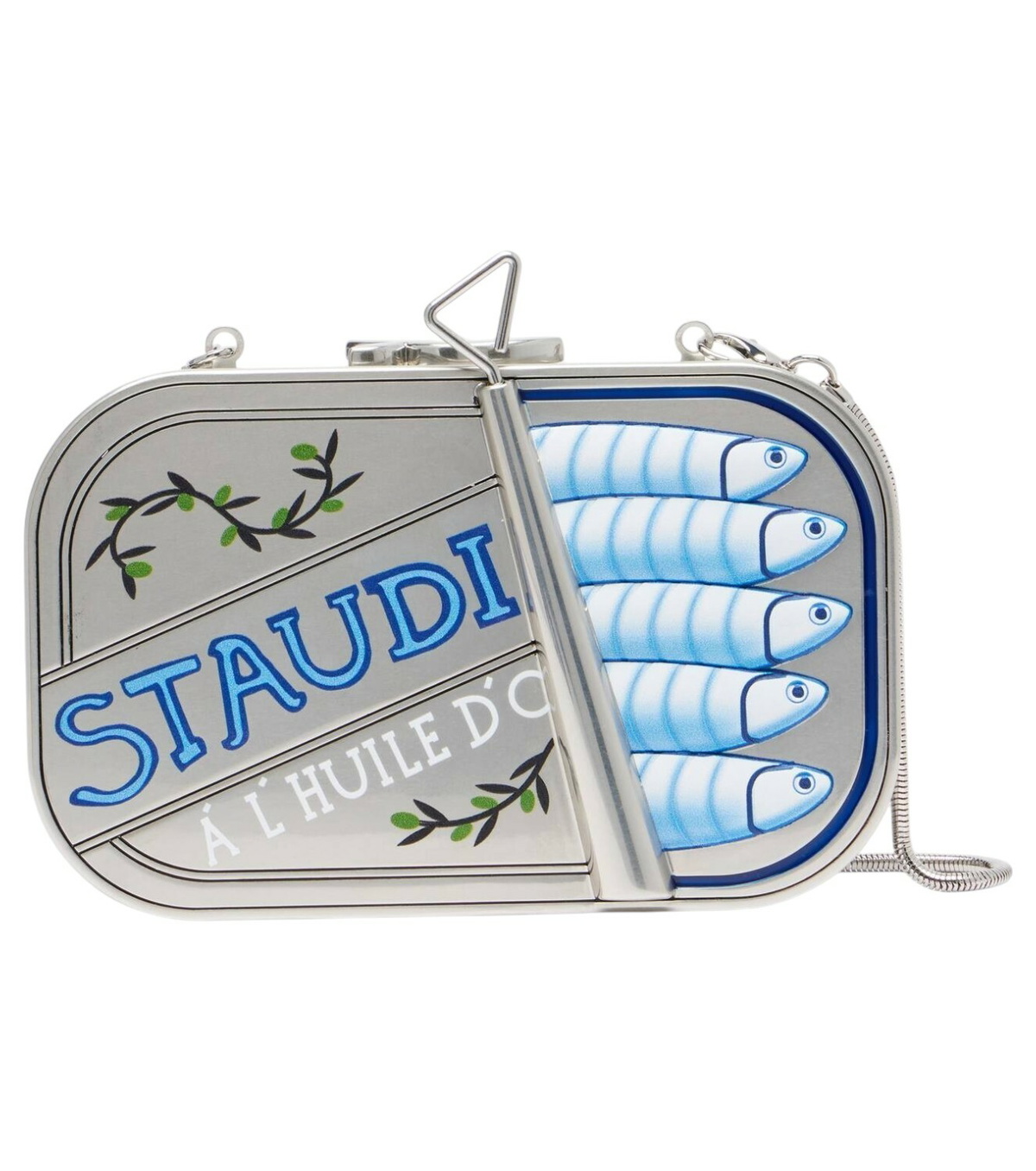 Staud Off-White & Blue Tommy Beaded Bag Staud