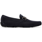 Ferragamo Navy Gancini Ornament Driver Loafers
