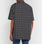 Balenciaga - Logo-Print Checked Cotton-Poplin Shirt - Black