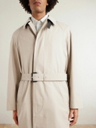 TOM FORD - Belted Leather-Trimmed Cotton and Silk-Blend Gabardine Trench Coat - Neutrals