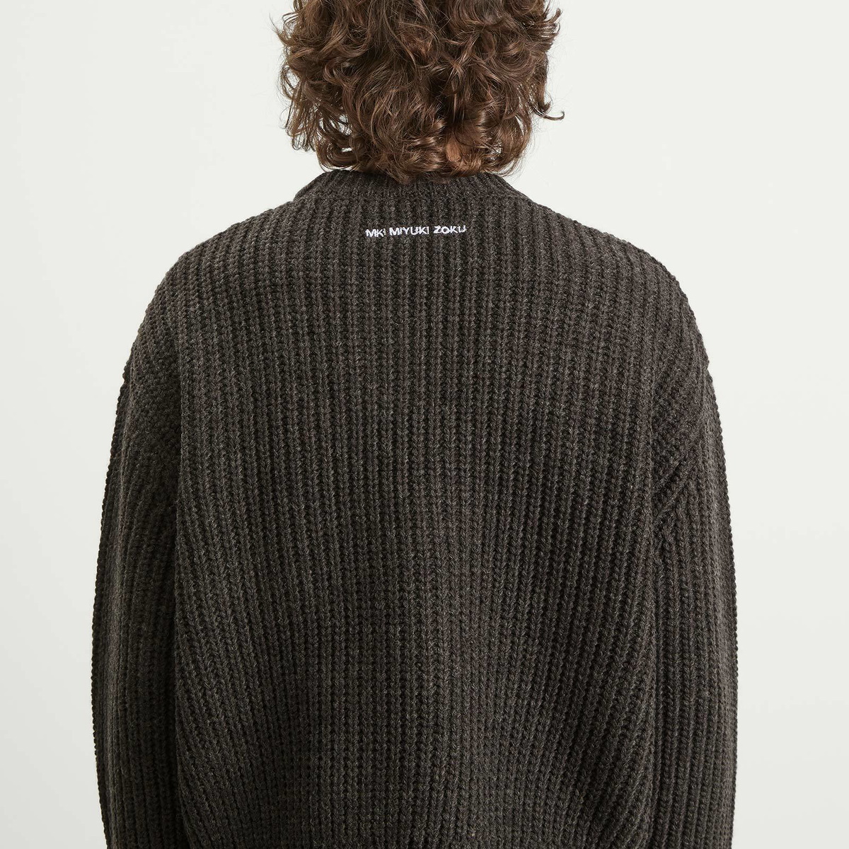 MKI Men's Chunky Rib Knit Crewneck in Charcoal Melange MKI Miyuki-Zoku