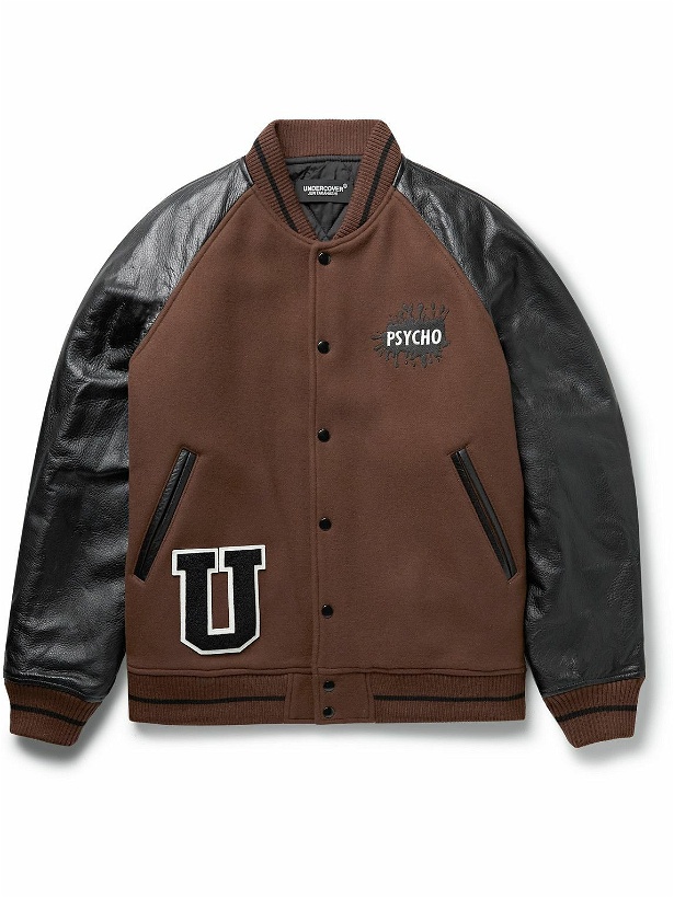 Photo: UNDERCOVER - Appliquéd Wool-Blend Felt and Leather Varsity Jacket - Brown