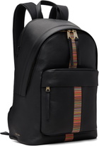 Paul Smith Black Leather 'Signature Stripe' Trim Backpack