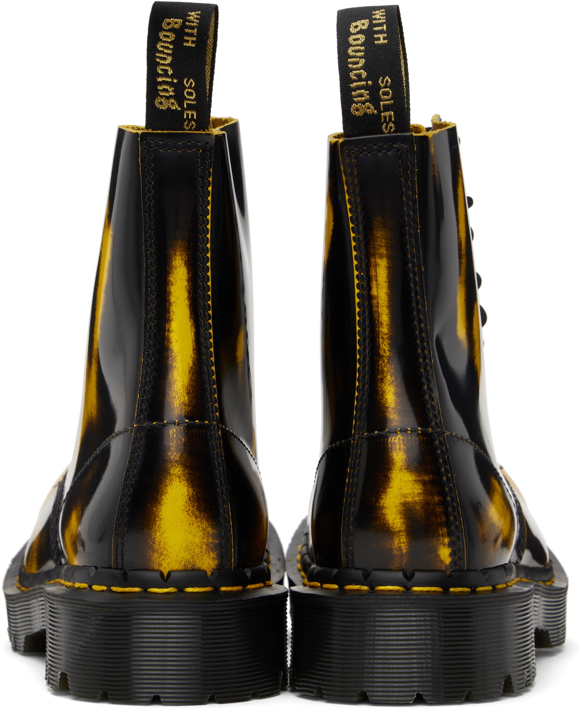 Dr. Martens Black 8-Eye Lace-Up Boots with Yellow Stitch - size 8 Unisex Dr. Martens 101 Yellow Stitch | Zappos.com main image 4