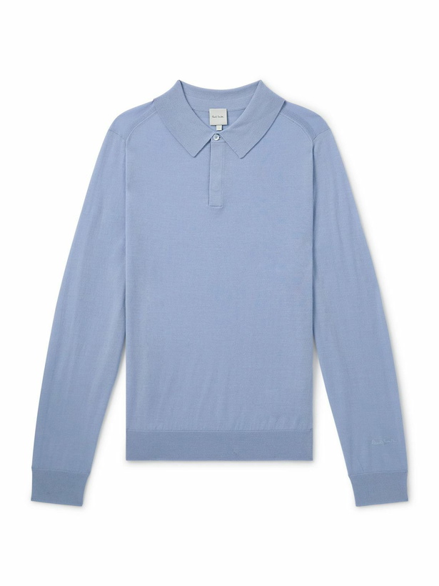 Photo: Paul Smith - Merino Wool Polo Shirt - Blue