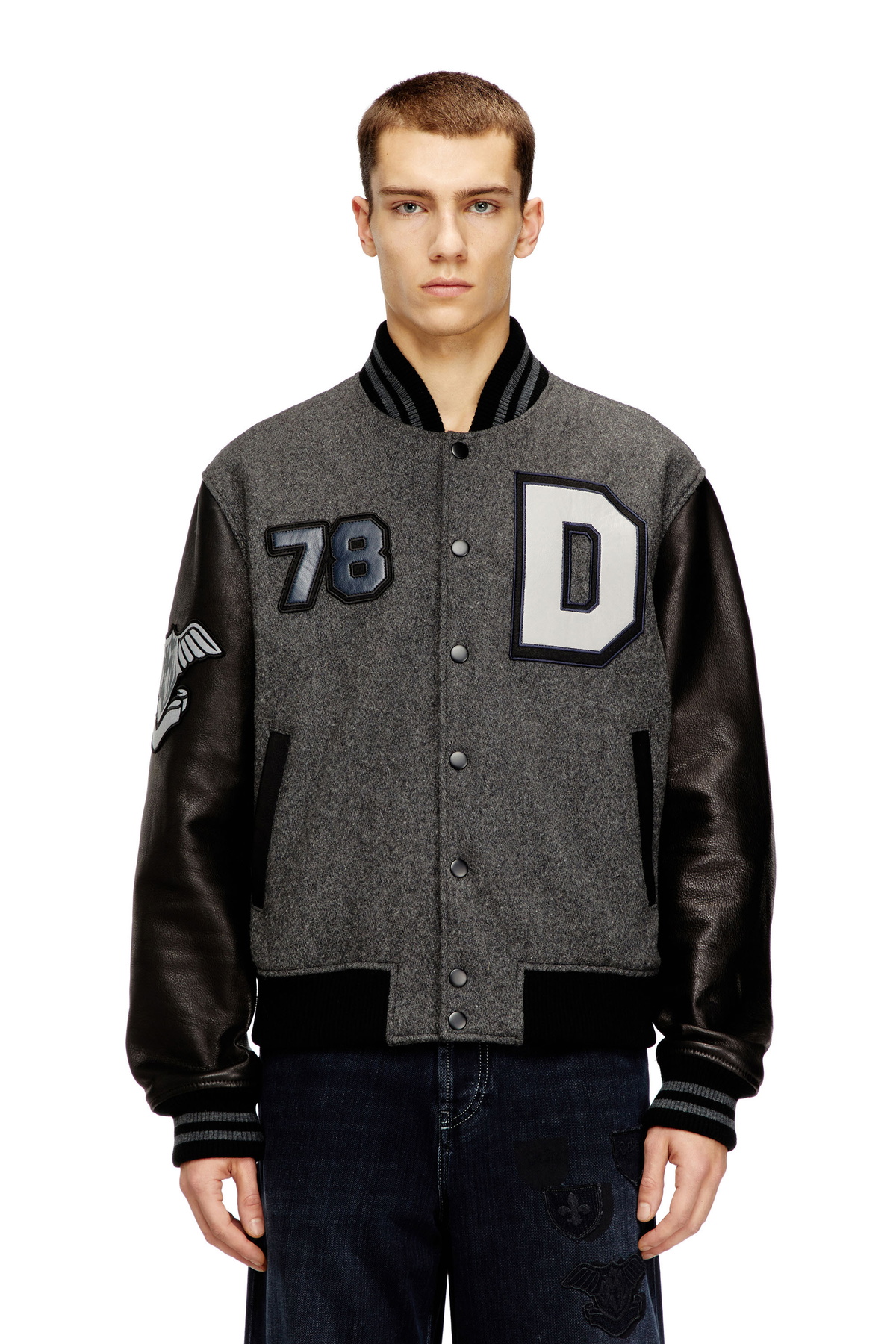 Diesel Blouson jacket in wool blend and denim - Jackets Mens in