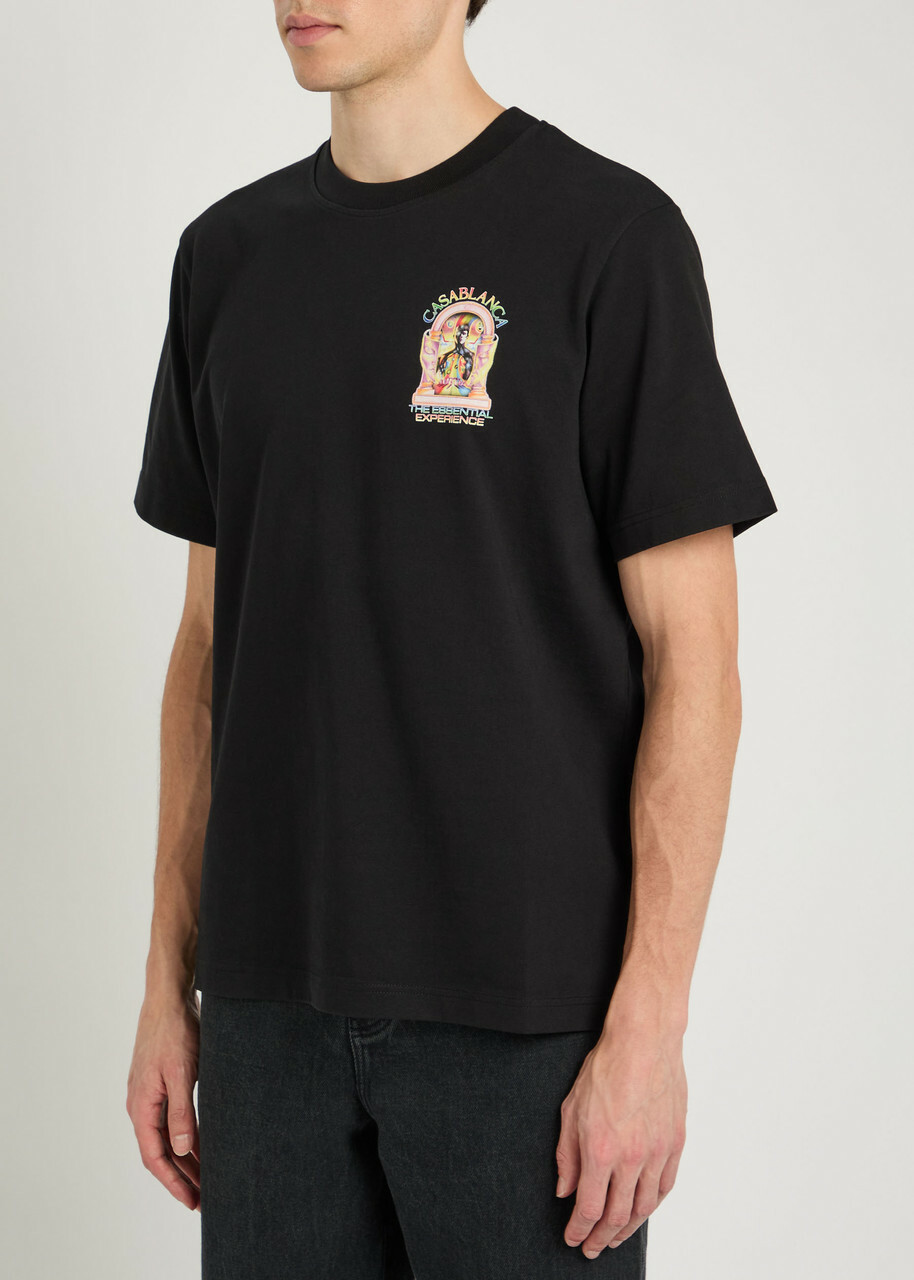 Casablanca Essential Experience Printed Cotton T-shirt Black