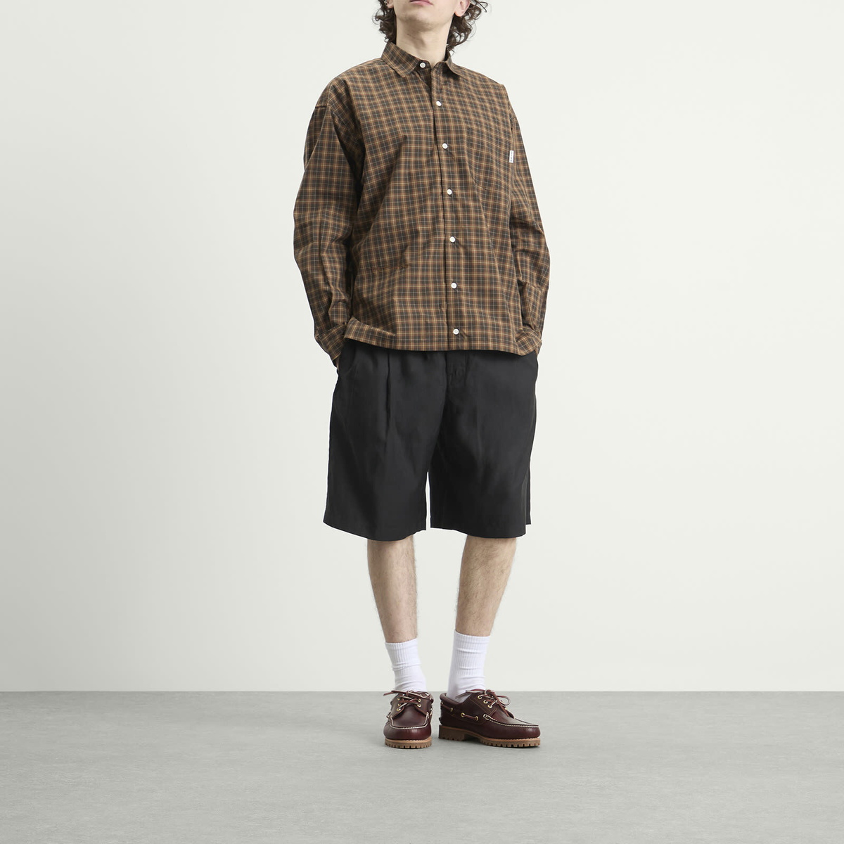 TTT MSW Men's Regular Collar Shirt in Brown Check
