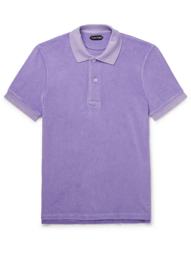 Photo: TOM FORD - Slim-Fit Cotton-Blend Terry Polo Shirt - Purple