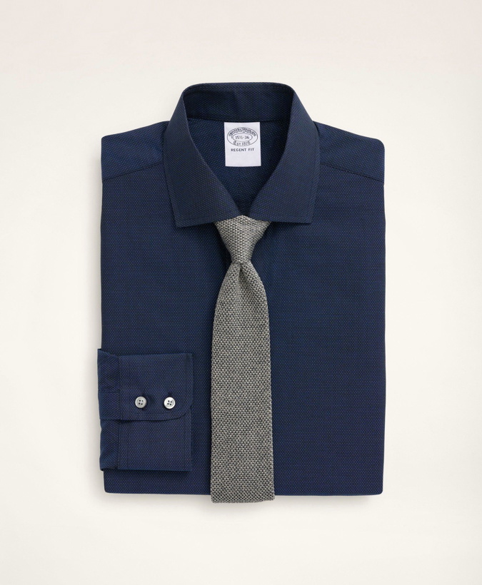 Photo: Brooks Brothers Men's Regent Regular-Fit Dress Shirt, Dobby English Spread Collar Solid | Navy