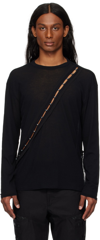 Photo: HYEIN SEO Black Beaded Long Sleeve Top