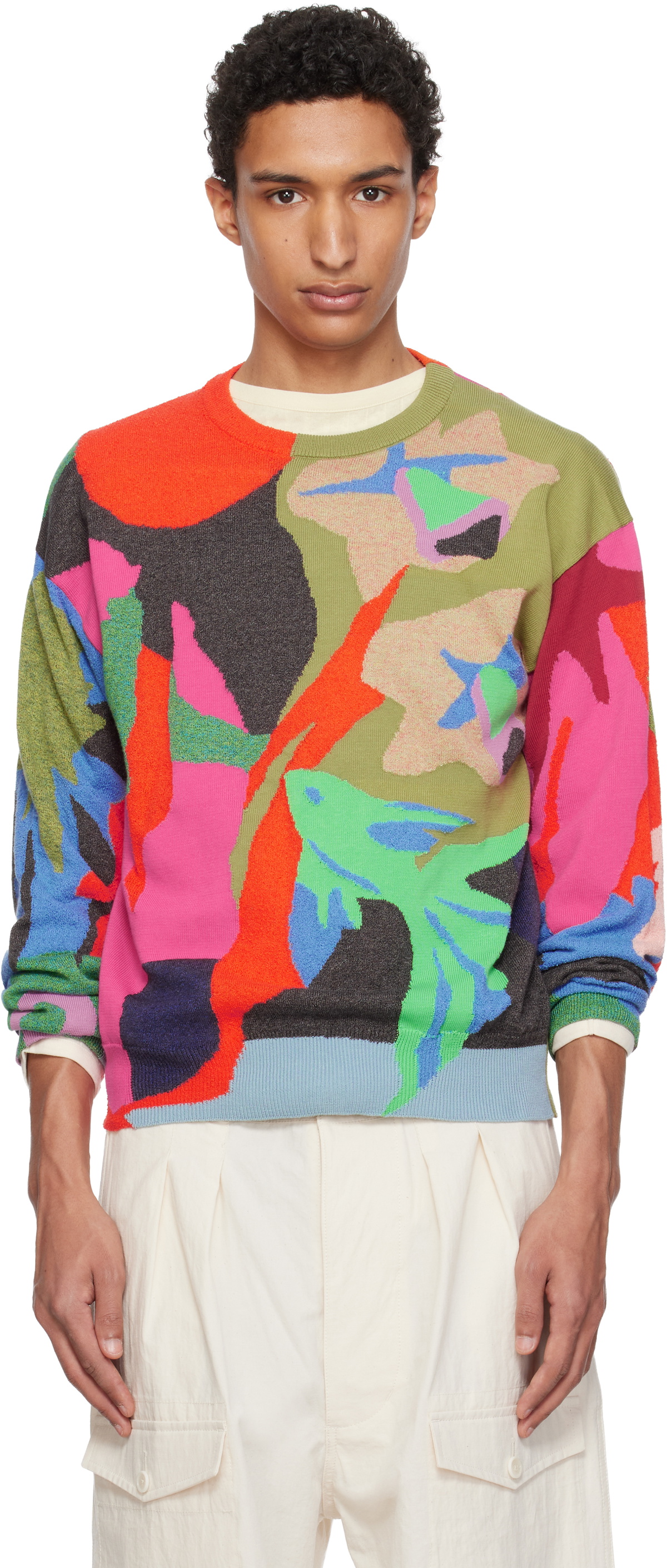 Paul Smith Multicolor 'River Collage' Knitted Cotton Sweater