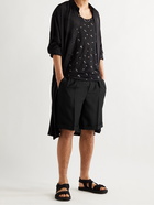 SAINT LAURENT - Pleated Wool and Mohair-Blend Shorts - Black