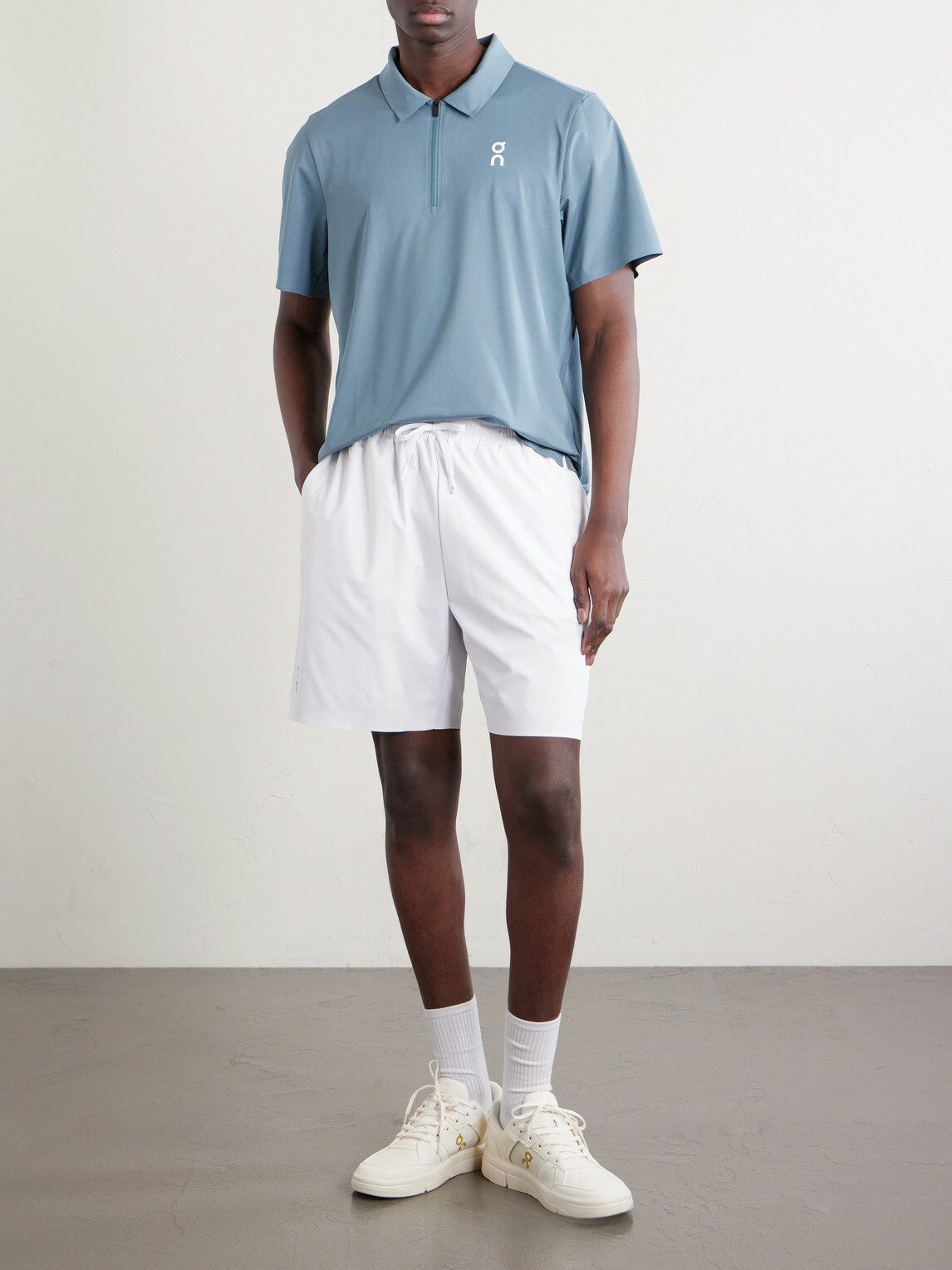 On - Court Straight-Leg Recycled-Shell Tennis Shorts - White