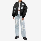 3.Paradis Women's Doves Applique Bomber Jacket in Black/White