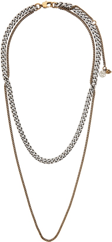 Photo: Alexander McQueen Silver & Gold Double Chain Layer Necklace