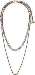 Alexander McQueen Silver & Gold Double Chain Layer Necklace