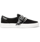 AMIRI - Embellished Leather-Trimmed Suede Slip-On Sneakers - Black
