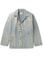 Maison Margiela - Distressed Striped Cotton-Gabardine Chore Jacket - Blue