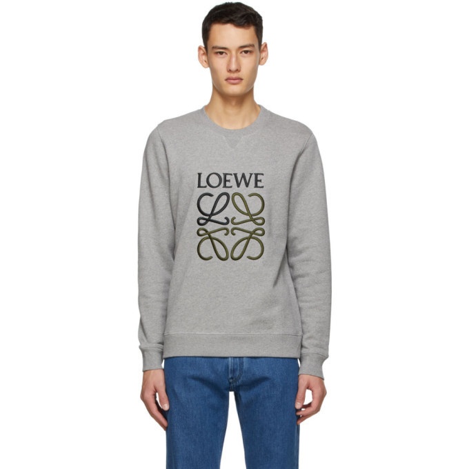 Photo: Loewe Grey Cotton Anagram Embroidered Sweatshirt
