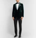 Favourbrook - Brown Slim-Fit Faille-Trimmed Cotton-Velvet Tuxedo Jacket - Green