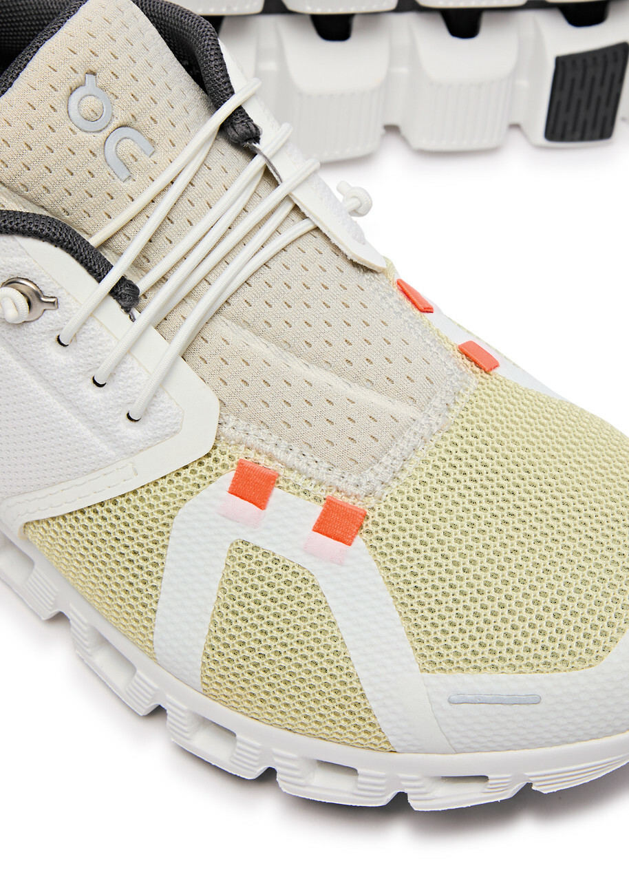 ON Cloud 5 Push Panelled Mesh-knit Sneakers Cream