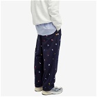 Beams Plus Men's 2 Pleat Embroidered Trousers in Navy