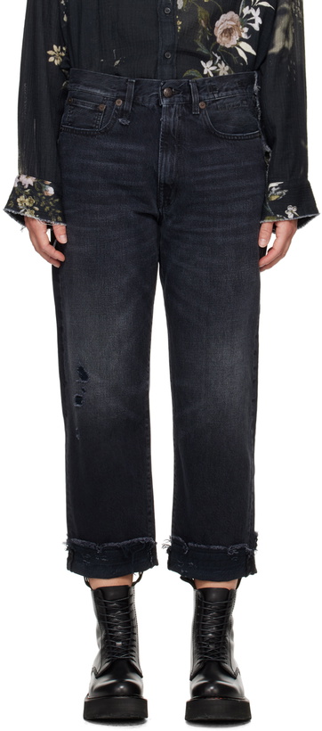 Photo: R13 Black Mid-Rise Straight Boyfriend Jeans