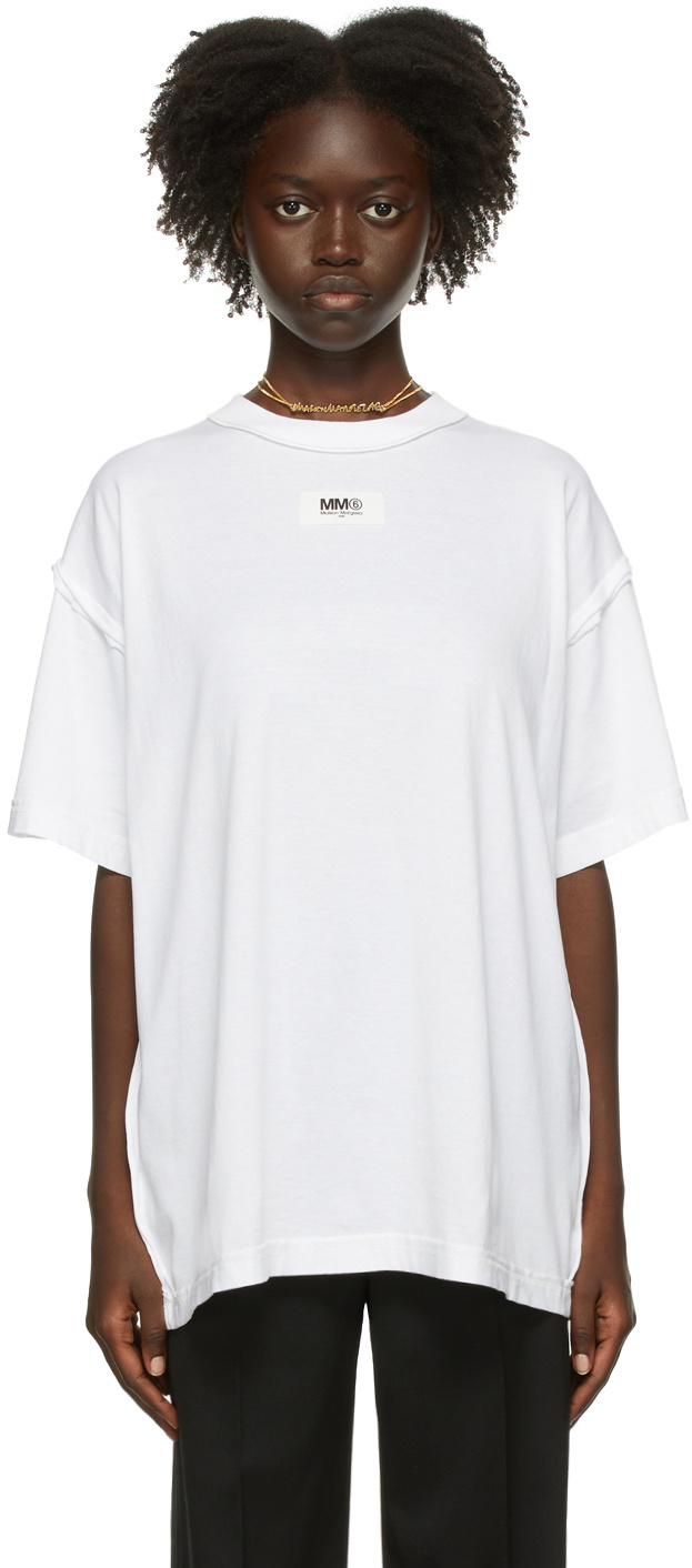 MM6 Maison Margiela White Reversed T-Shirt MM6 Maison Margiela