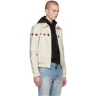 Saint Laurent White Leather Bomber Jacket