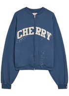 Cherry Los Angeles Logo Appliquéd Zip-through Cotton Sweatshirt Blue