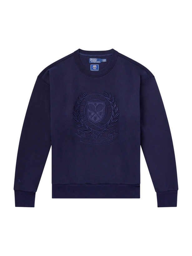 Photo: Polo Ralph Lauren - Wimbledon Logo-Embroidered Cotton Sweatshirt - Blue