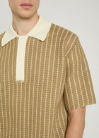 Jil Sander Striped Cotton-knit Polo Shirt Dark Brown