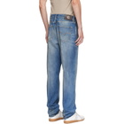 Versace Blue Distressed Straight Jeans