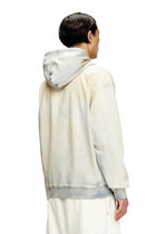 Diesel Zip-up hoodie in coated dusty Track Denim - Sweaters - Unisex - Blue
