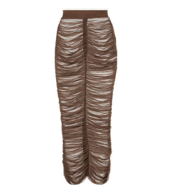 Photo: Alex Perry Ruched mesh midi skirt