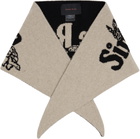 Simone Rocha Black & Beige Graphic Logo Knit Neckerchief Scarf