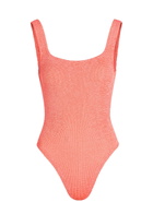 Hunza G Square-neck Crinkle Swimsuit - Coral - One Size