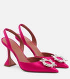 Amina Muaddi - Begum embellished satin slingback pumps