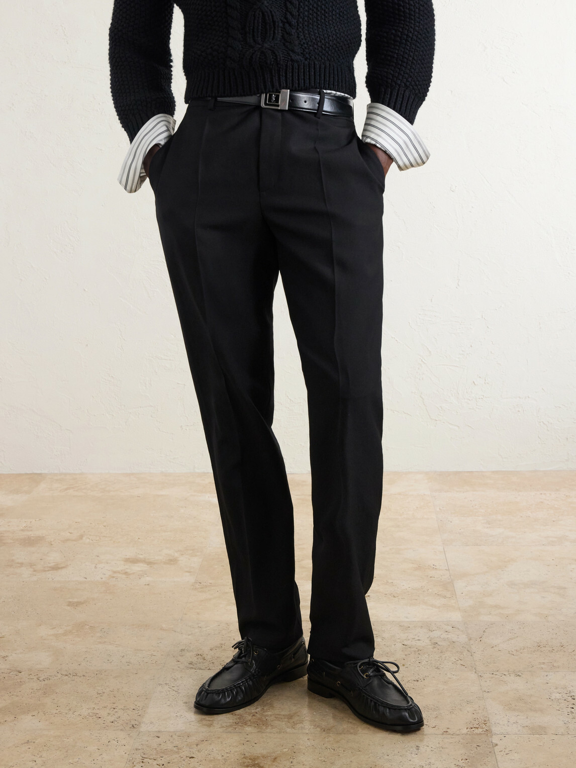 SAINT LAURENT - Le Loafer Monogram Logo-Appliquéd Leather Loafers - Black
