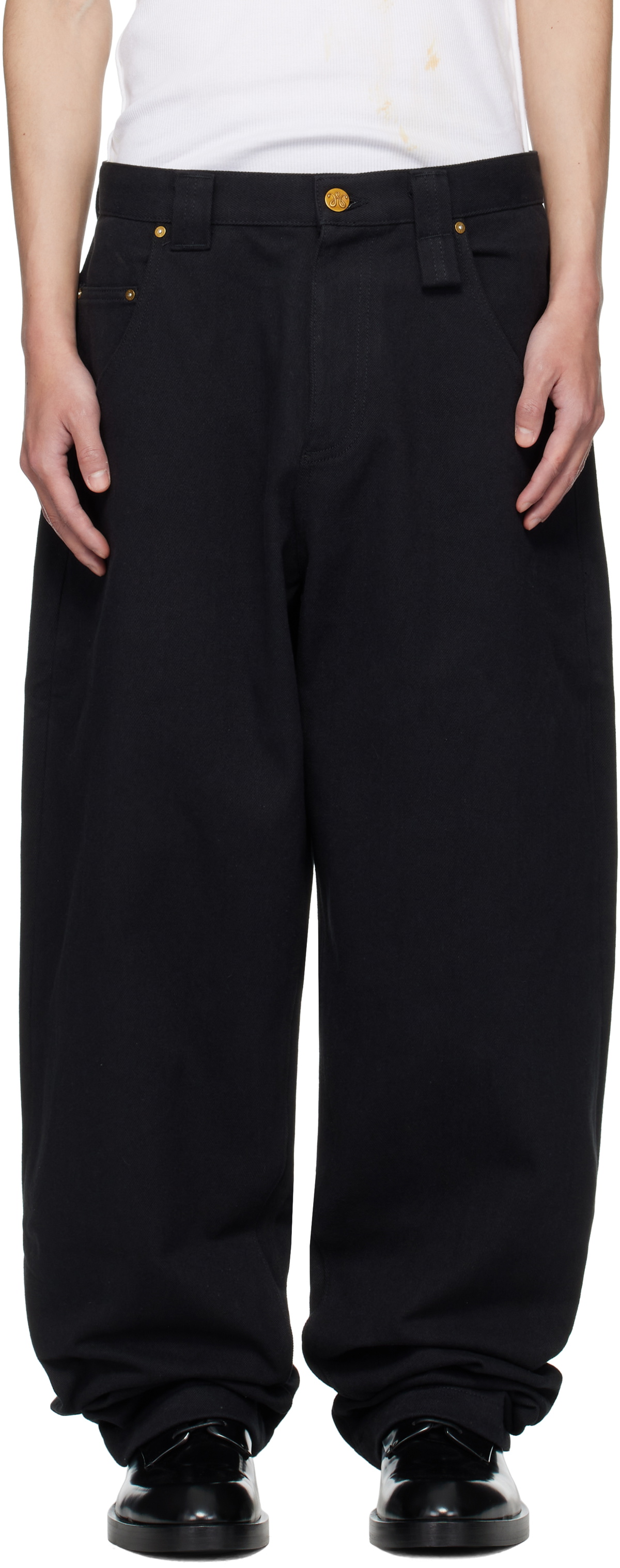 WILLY CHAVARRIA Black Tapered Bad Boy Jeans