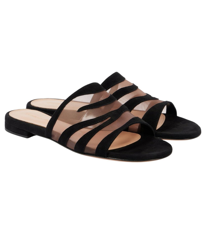 Photo: Gianvito Rossi Suede and mesh slides