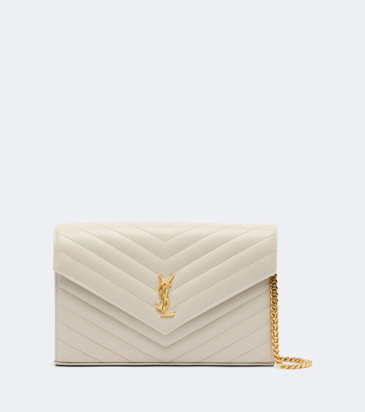 Saint Laurent Cassandre matelassé leather wallet on chain