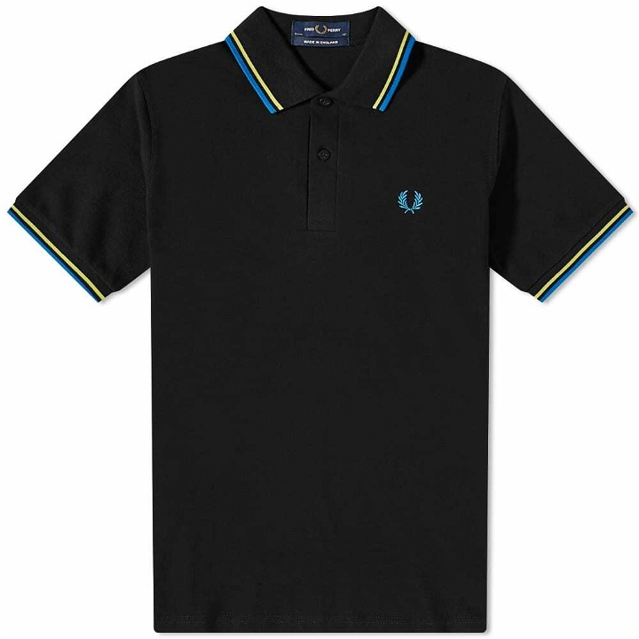 Photo: Fred Perry Authentic Men's Twin Tipped Polo Shirt in Black/Neon/Blue