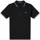 Fred Perry Authentic Men's Twin Tipped Polo Shirt in Black/Neon/Blue