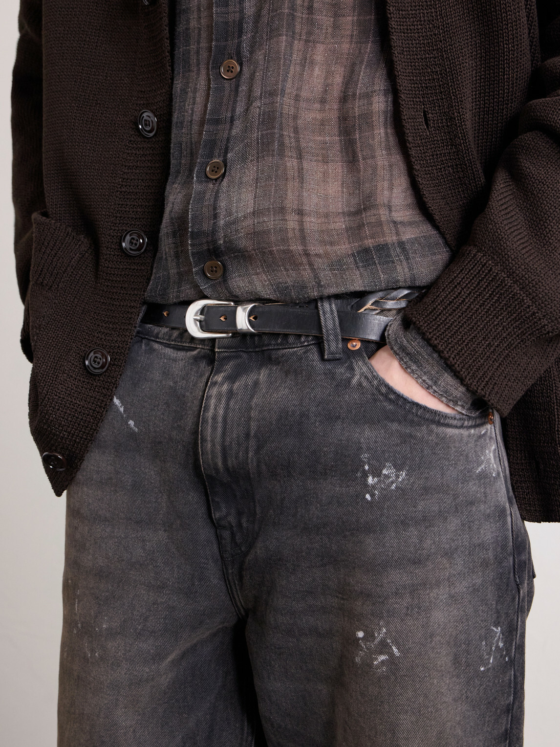 Our Legacy - 2cm Braided Leather Belt - Black