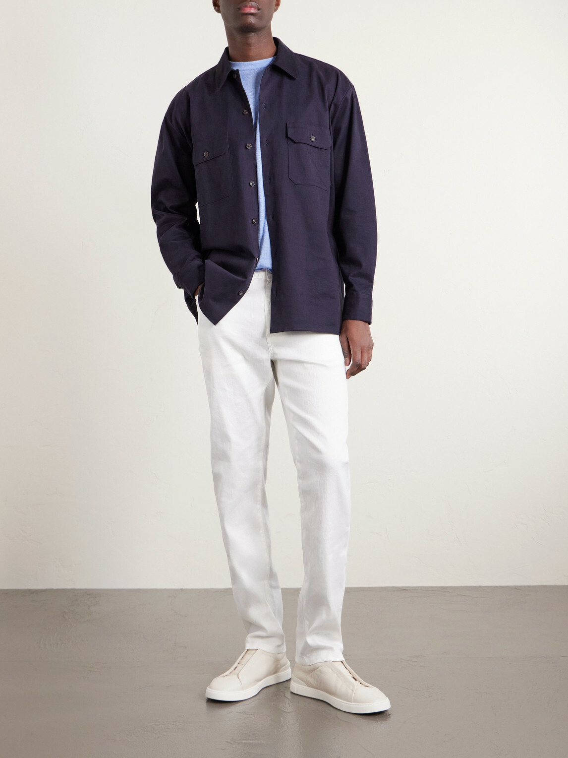 Zegna - Linen and Cotton-Blend Trousers - White