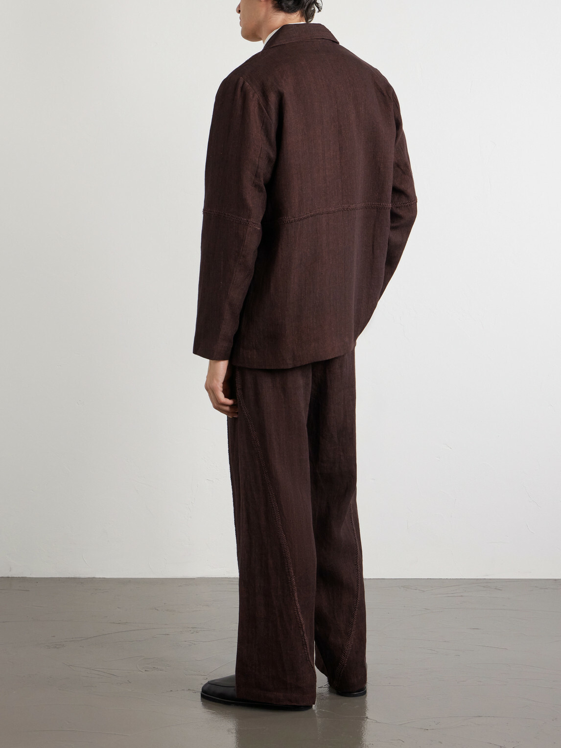 Kartik Research - Rabari Embroidered Linen Suit Jacket - Brown