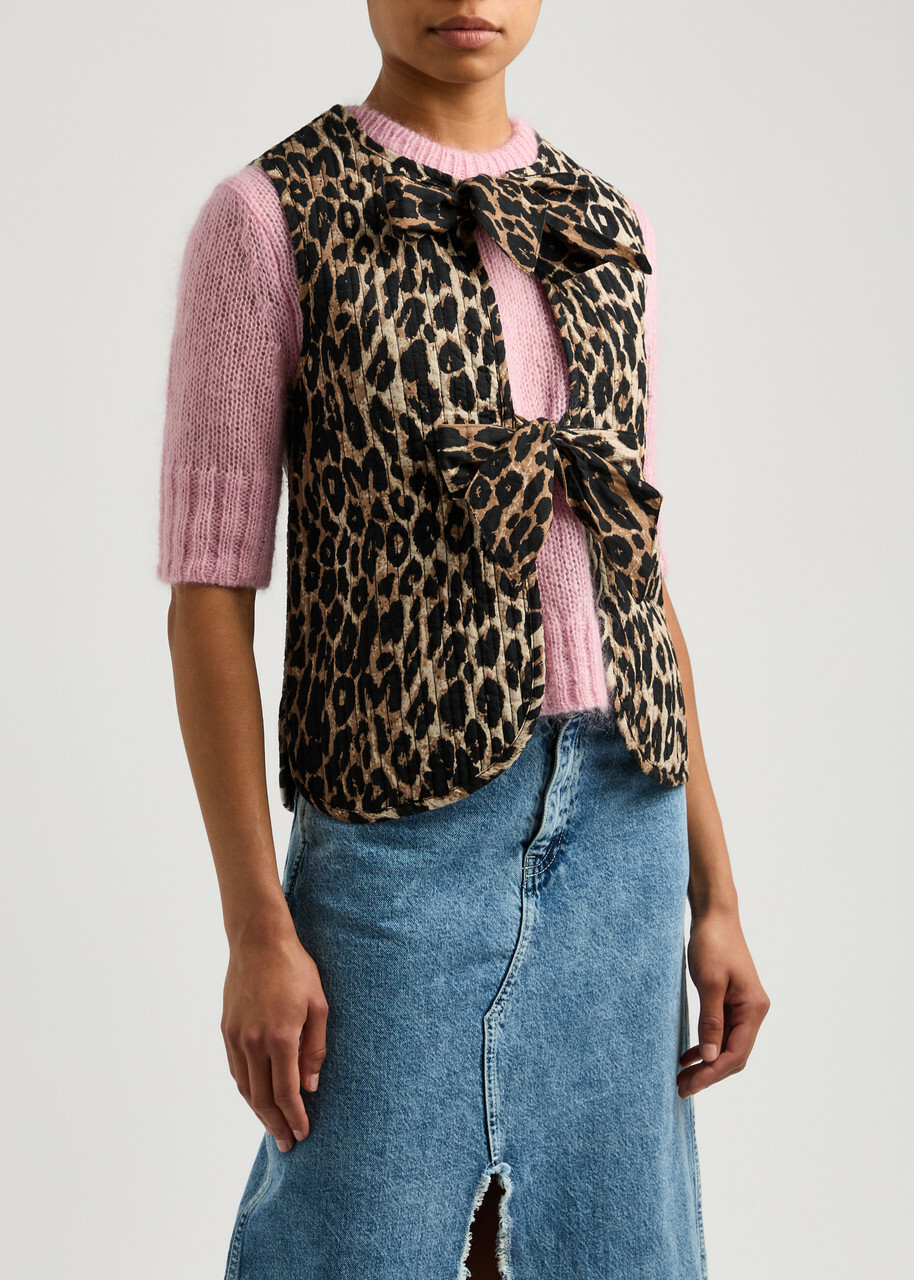Damson Madder Tilly Leopard-print Cotton Gilet Damson Madder