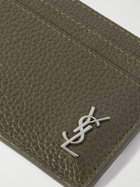 SAINT LAURENT - Logo-Appliquéd Full-Grain Leather Cardholder - Green